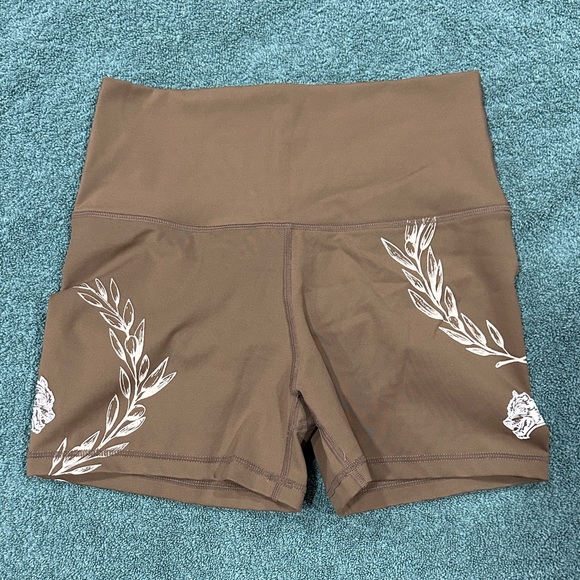 Darc Sport Pants - Darc Sport Brown Athletic Shorts with White Floral Design